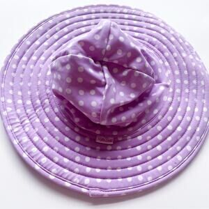 Baby Girl's Ruffle Butts Purple and White Wide Brimmed Beach or Pool Hat 0-12mo.